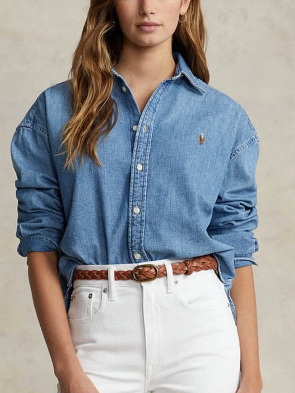 Ralph lauren-Cropped Boxy Denim Shirt-sizs S